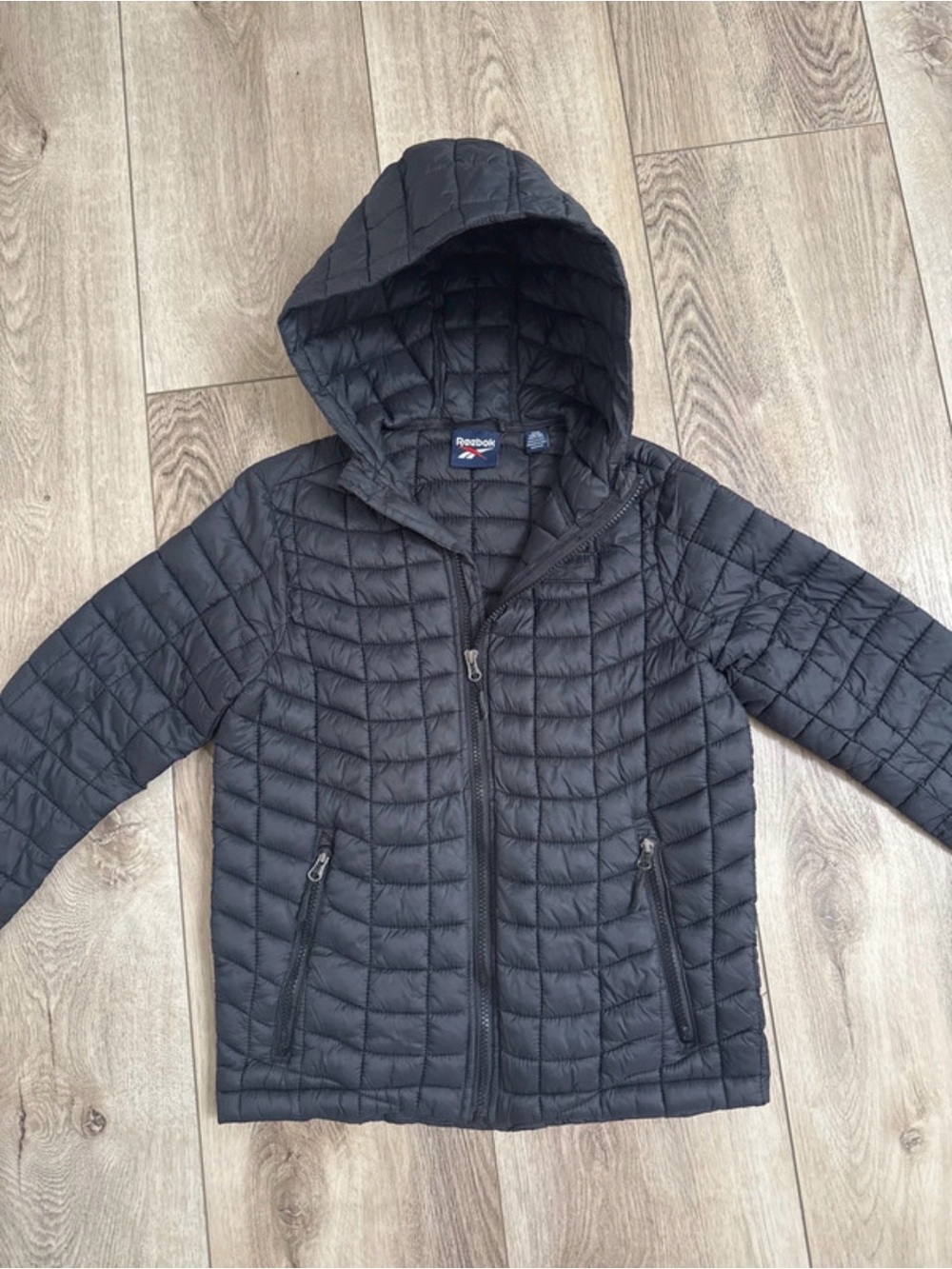 Reebok kids Black Quilted Hooded Puffer Jacket